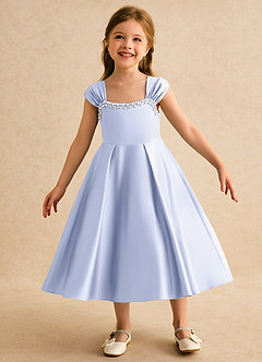 Azazie Yosemite Flower Girl Dresses Lavender Ball-Gown Sweetheart Neckline Matte Satin Dress image3