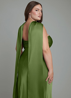 Azazie Saylor Vestidos de damas de honor Vestido Enebro de Satén Elástico de Corte Sirena con Palabra de honor image19