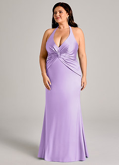 Azazie Valerie Abiti da Damigella Abito Sirena in Raso Elasticizzato Plissettato Lilla image5