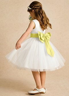 Azazie Sosie Flower Girl Dresses Ivory Canary A-Line Pleated Tulle Dress image4