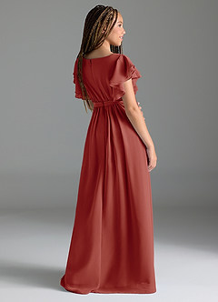 Azazie Daphne Junior Robe Trapèze en Mousseline de soie Plissée Terracotta image5