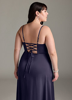 Azazie Marchella Bridesmaid Dresses Stormy A-Line Corset Stretch Satin Dress image12