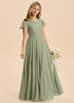 Azazie Cady Junior Pistachio A-Line Pleated Chiffon Dress image3