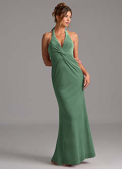 Azazie Valerie Bridesmaid Dresses Eucalyptus Mermaid Velvet Dress image5
