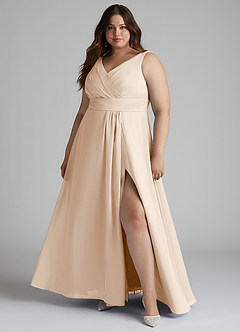 Azazie Karina Bridesmaid Dresses White Alabaster A-Line Pleated Chiffon Dress image6