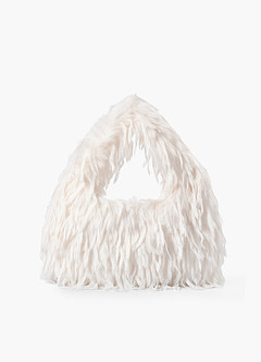 front Faux Feather Handbag