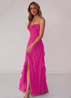 Barbie ♥ Azazie Bridesmaid Dresses Barbie Pink Sheath Bow Chiffon Dress image4