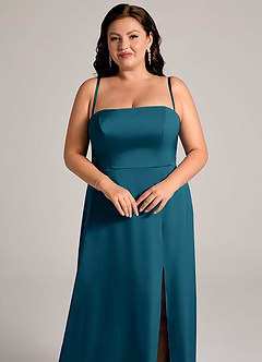 Azazie Wren Bridesmaid Dresses Ink Blue A-Line Strapless Stretch Satin Convertible Dress image13
