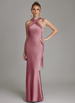 Azazie Reign Bridesmaid Dresses Vintage Mauve Mermaid Pleated Stretch Satin Dress image1