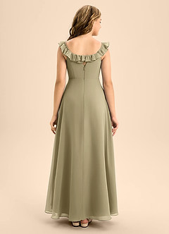 Azazie Callie Junior Moss Green A-Line Ruched Chiffon Dress image2