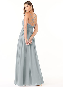 Azazie Blythe Final Sale Dolphin Grey A-Line Pleated Chiffon Dress image4