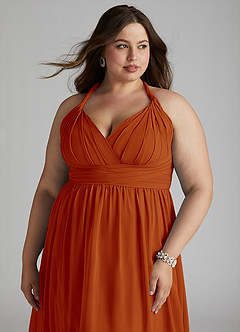 Azazie Ashia Bridesmaid Dresses Paprika A-Line Pleated Chiffon Dress image10