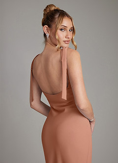 Azazie Luddie Bridesmaid Dresses Bronzer Mermaid Bow Chiffon Dress image2