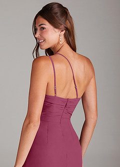 Azazie Eren Bridesmaid Dresses Mulberry Mermaid One Shoulder Chiffon Dress image2