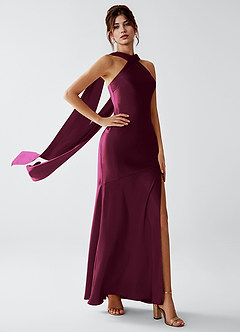 Veronica Cabernet Luminous Satin Maxi Dress image5