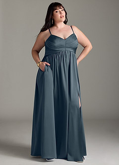 Azazie Alia Bridesmaid Dresses Twilight A-Line Pleated Stretch Satin Dress image11