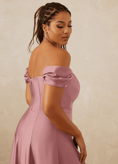 Christian Siriano Bridal for Azazie 1002 Bridesmaid Dresses Dusty Rose A-Line Off the Shoulder Stretch Satin Convertible Dress image10