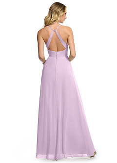 Azazie Davis Bridesmaid Dresses Frosted Lilac A-Line V-Neck Chiffon Dress image5