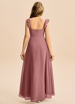 Azazie Mavie Junior Abito A-Line in Chiffon Increspato Rosa Del Deserto image2