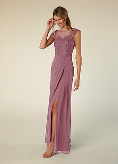 Azazie Libby Mother of the Bride Dresses Vintage Mauve A-Line Scoop Sequins Chiffon Dress image3