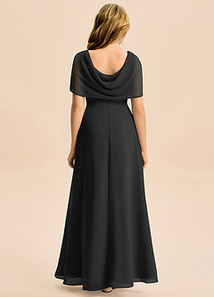 Azazie Emma Junior Robe Trapèze en Mousseline de soie Plissée Noir image2