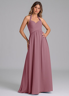 Azazie Darlyn Bridesmaid Dresses Vintage Mauve A-Line Pleated Chiffon Dress image3