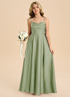 Azazie Bear Junior Dusty Sage A-Line Sweetheart Neckline Stretch Satin Dress image7