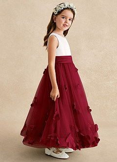 Azazie Vi Flower Girl Dresses Burgundy A-Line Sleeveless Tulle Dress image7