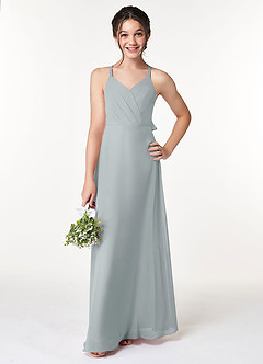 Azazie Paisley A-Line Ruched Chiffon Floor-Length Junior Bridesmaid Dress image1