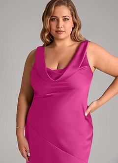 Azazie Rylina Bridesmaid Dresses Fuchsia Mermaid Stretch Satin Dress image11
