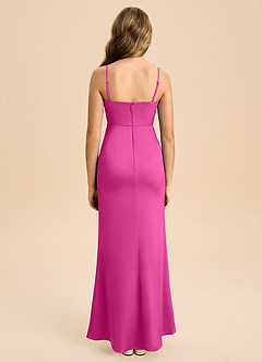 Azazie Buzzy Junior Robe Fourreau en Satin extensible Plissée Fuchsia image2