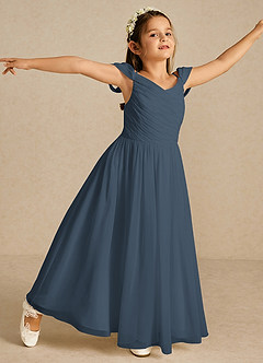 Azazie Chelle Flower Girl Dresses Neptune A-Line Pleated Chiffon Dress image3