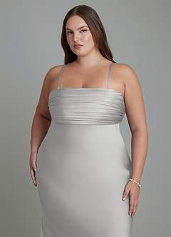 Azazie Saylor Bridesmaid Dresses Silver Mermaid Strapless Stretch Satin Dress image17