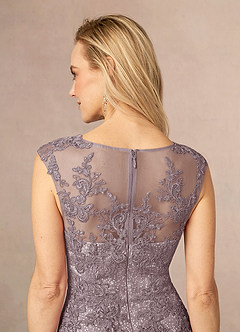 Azazie Flynn Abiti per la Madre della Sposa Abito A-Line in Tulle in Pizzo con Scollo a Barca Dusk image5