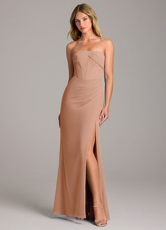 Azazie Chantel Bridesmaid Dresses Champagne Rose Sheath Strapless Chiffon Convertible Dress image1