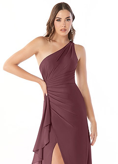 Azazie Maive Bridesmaid Dresses Sangria Sheath Pleated Ruffle Chiffon Dress image5