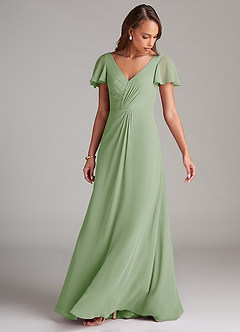 Azazie Soren Bridesmaid Dresses Dusty Sage A-Line Ruched Chiffon Dress image5