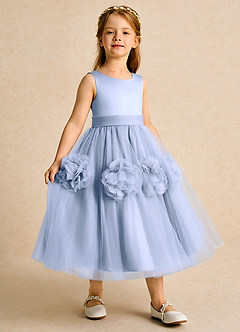 Azazie Vola Robe Demoiselle D'honneur Fillette Robe Princesse en Tulle Sans manches Eis image3