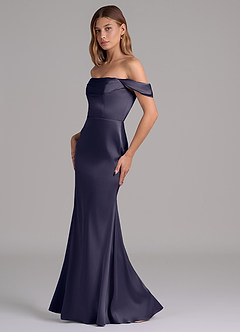 Azazie Miley 신부 들러리 드레스 인어 오프 더 숄더 스트레치 새틴 바닥 길이 드레스 image4