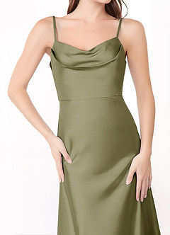 Azazie Alaija Bridesmaid Dresses Pistachio Mermaid Side Slit Stretch Satin Dress image5