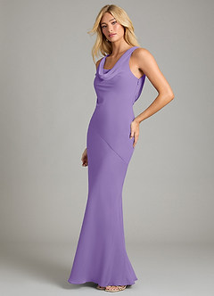 Azazie Rylina Vestidos de damas de honor Vestido de Tahití de Gasa de Corte Sirena con Plisado image4