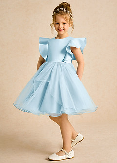 Azazie Chirp Robe Demoiselle D'honneur Fillette Robe Princesse en Tulle Bleu Ciel image5