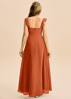 Azazie Mavie Junior A-Line Ruchede Chiffon Gulv-længde Junior brudepige Kjole image2