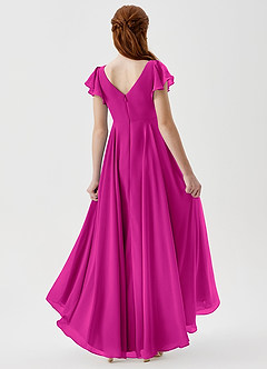 Azazie Caria Junior Robe Trapèze en Mousseline de soie Plissée Fuchsia image2