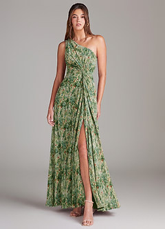 Azazie Brooke Bridesmaid Dresses Meadow Bloom A-Line One Shoulder Chiffon Dress image1