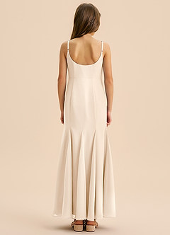 Azazie Evey Junior Abito Sirena in Chiffon Plissettato Alabastro Bianco image2