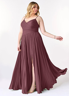 Azazie Vini Bridesmaid Dresses Sangria A-Line V-Neck Pleated Chiffon Dress image10