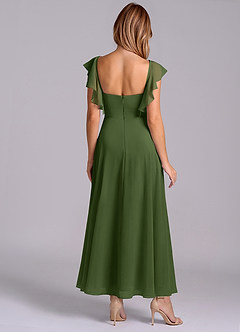 Azazie Leilani Bridesmaid Dresses Olive A-Line Ruched Chiffon Dress image2