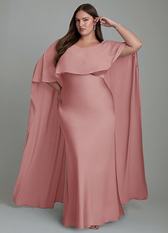 Azazie Stefania Vestidos de damas de honor Vestido Rosa Polvorienta de Satén Elástico de Línea A image7