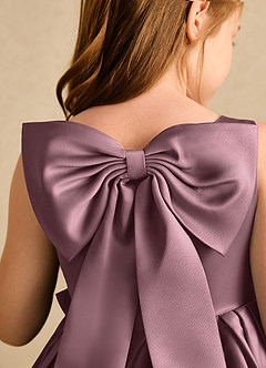 Azazie Jessie Flower Girl Dresses Vintage Mauve A-Line Bow Matte Satin Dress image8